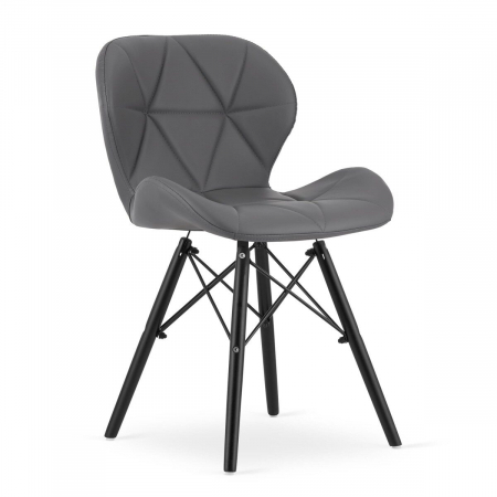 Scaune - Scaun stil scandinav, Artool, Lago, piele ecologica, lemn, gri si negru, 47.5x52x74 cm