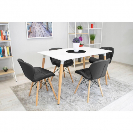 Scaun stil scandinav, Artool, Lago, piele ecologica, lemn, negru, 47x38x73 cm [8]