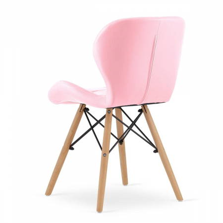 Scaun stil scandinav, Artool, Lago, piele ecologica, lemn, roz, 47x52x73 cm [3]
