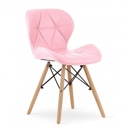 Scaune - Scaun stil scandinav, Artool, Lago, piele ecologica, lemn, roz, 47x52x73 cm