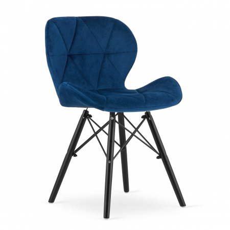 Scaune - Scaun stil scandinav, Artool, Lago Velvet, catifea, lemn, bleumarin si negru, 47x52x73.5 cm