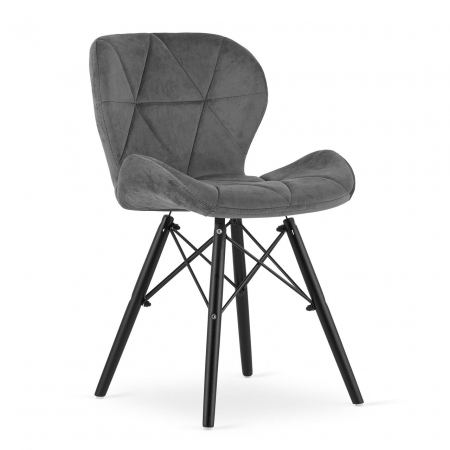 Scaune - Scaun stil scandinav, Artool, Lago Velvet, catifea, lemn, gri si negru, 47x52x73.5 cm