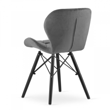 Scaun stil scandinav, Artool, Lago Velvet, catifea, lemn, gri si negru, 47x52x73.5 cm [3]