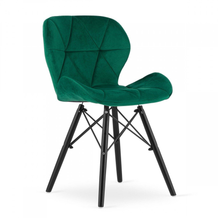 Scaune - Scaun stil scandinav, Artool, Lago Velvet, catifea, lemn, verde si negru, 47x52x73.5 cm