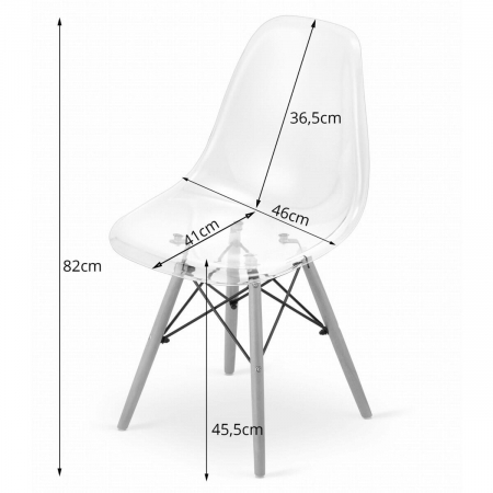 Scaun stil scandinav, Artool, Osaka, policarbonat, lemn, transparent, 46x52x82 cm [4]