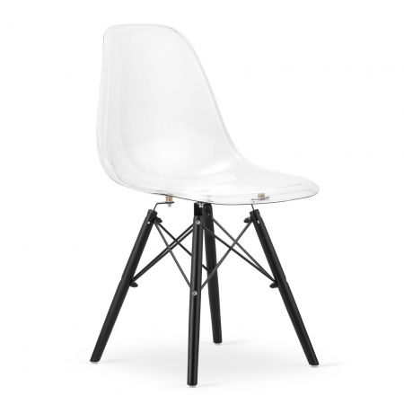 Scaune - Scaun stil scandinav, Artool, Osaka, policarbonat, lemn, transparent si negru, 46x51.5x81 cm