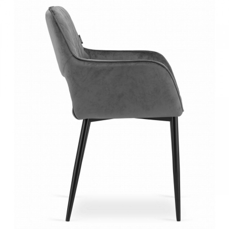 Set 2 scaune bucatarie/living, Artool, Amalfi, catifea, metal, gri si negru, 58x56x83 cm [6]