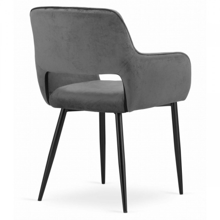 Set 2 scaune bucatarie/living, Artool, Amalfi, catifea, metal, gri si negru, 58x56x83 cm [5]