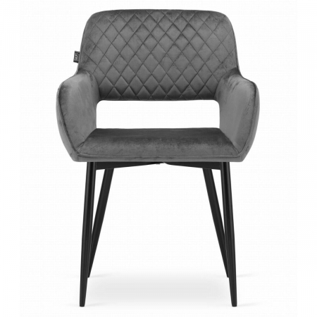 Set 2 scaune bucatarie/living, Artool, Amalfi, catifea, metal, gri si negru, 58x56x83 cm [8]