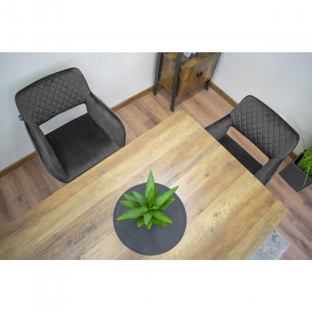 Set 2 scaune bucatarie/living, Artool, Amalfi, catifea, metal, gri si negru, 58x56x83 cm [2]
