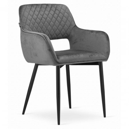 Set 2 scaune bucatarie/living, Artool, Amalfi, catifea, metal, gri si negru, 58x56x83 cm [13]