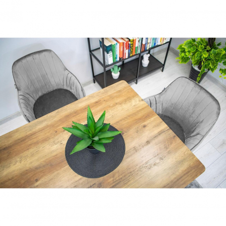Set 2 scaune bucatarie/living, Artool, Lugo, catifea, metal, argintiu si negru, 57.5x56.5x86.5 cm [2]