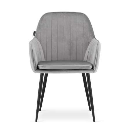 Set 2 scaune bucatarie/living, Artool, Lugo, catifea, metal, argintiu si negru, 57.5x56.5x86.5 cm [10]