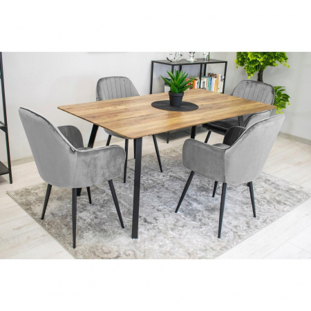 Set 2 scaune bucatarie/living, Artool, Lugo, catifea, metal, argintiu si negru, 57.5x56.5x86.5 cm [5]