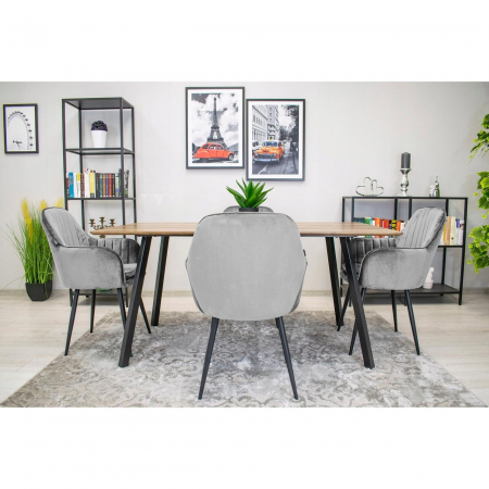 Set 2 scaune bucatarie/living, Artool, Lugo, catifea, metal, argintiu si negru, 57.5x56.5x86.5 cm [4]