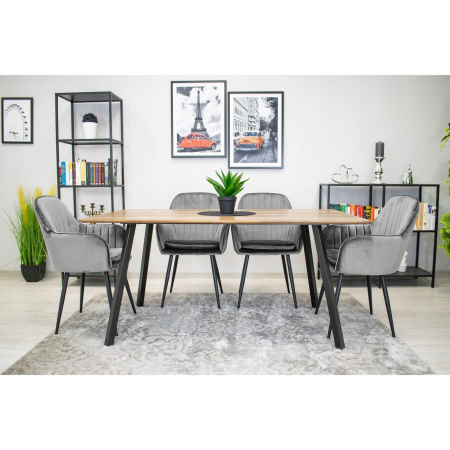Set 2 scaune bucatarie/living, Artool, Lugo, catifea, metal, argintiu si negru, 57.5x56.5x86.5 cm [8]