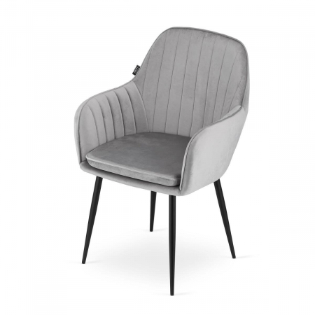 Set 2 scaune bucatarie/living, Artool, Lugo, catifea, metal, argintiu si negru, 57.5x56.5x86.5 cm [12]