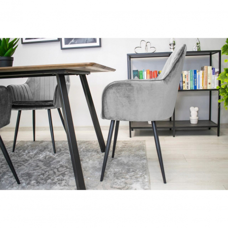 Set 2 scaune bucatarie/living, Artool, Lugo, catifea, metal, argintiu si negru, 57.5x56.5x86.5 cm [9]