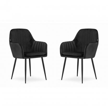 Scaune - Set 2 scaune bucatarie/living, Artool, Lugo, catifea, metal, negru, 57.5x56.5x86.5 cm