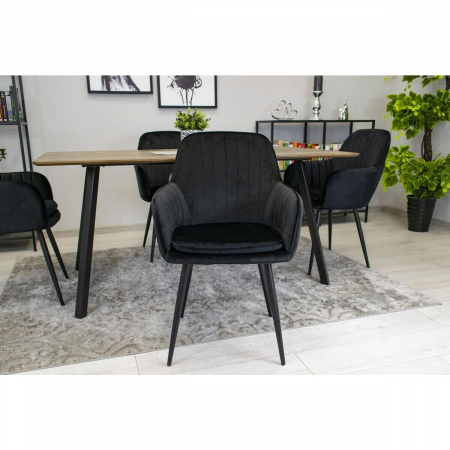 Set 2 scaune bucatarie/living, Artool, Lugo, catifea, metal, negru, 57.5x56.5x86.5 cm [2]
