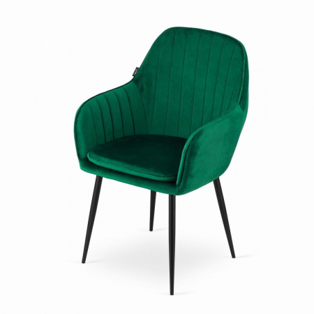 Set 2 scaune bucatarie/living, Artool, Lugo, catifea, metal, verde si negru, 57.5x56.5x86.5 cm [9]