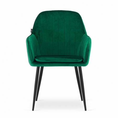 Set 2 scaune bucatarie/living, Artool, Lugo, catifea, metal, verde si negru, 57.5x56.5x86.5 cm [12]
