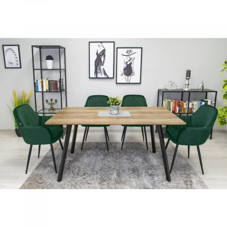 Set 2 scaune bucatarie/living, Artool, Lugo, catifea, metal, verde si negru, 57.5x56.5x86.5 cm [1]