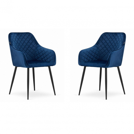 Scaune - Set 2 scaune bucatarie/living, Artool, Nugat, catifea, metal, bleumarin si negru, 58x54.5x91 cm