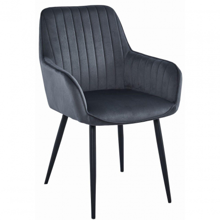 Set 2 scaune bucatarie/living, Artool, solden, catifea, metal, gri inchis si negru, 55x45.5x83.5 cm [5]