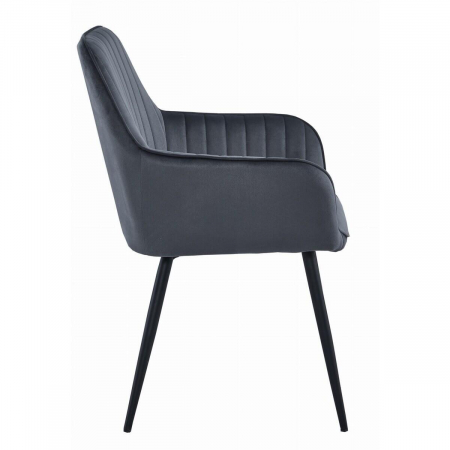 Set 2 scaune bucatarie/living, Artool, solden, catifea, metal, gri inchis si negru, 55x45.5x83.5 cm [2]