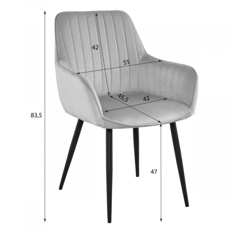 Set 2 scaune bucatarie/living, Artool, solden, catifea, metal, roz si negru, 55x45.5x83.5 cm [4]