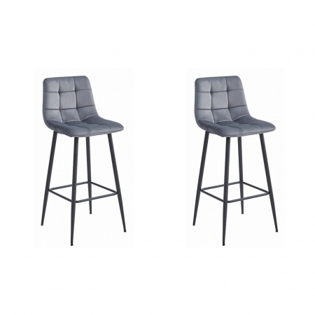 Scaune - Set 2 scaune de bucatarie/bar, Artool, Arceto, catifea, otel, gri si negru, 43.5x32.5x104 cm