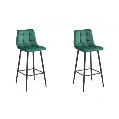 Scaune - Set 2 scaune de bucatarie/bar, Artool, Arceto, catifea, otel, verde si negru, 43.5x32.5x104 cm