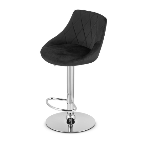 Set 2 scaune de bucatarie/bar, Artool, Kast, rotativ, catifea neagra, picior metal argintiu, 45.5x49x85-105 cm [2]