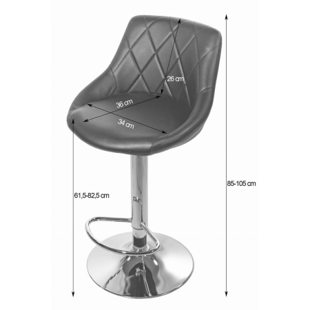 Set 2 scaune de bucatarie/bar, Artool, Kast, rotativ, catifea neagra, picior metal argintiu, 45.5x49x85-105 cm [5]