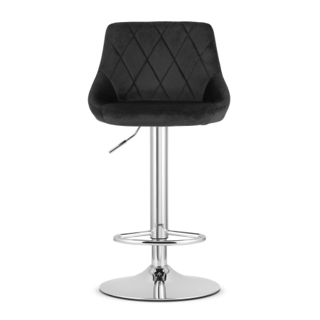 Set 2 scaune de bucatarie/bar, Artool, Kast, rotativ, catifea neagra, picior metal argintiu, 45.5x49x85-105 cm [1]