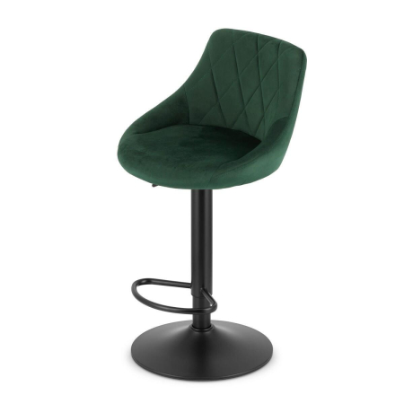 Set 2 scaune de bucatarie/bar, Artool, Kast, rotativ, catifea verde, picior metal negru, 45.5x49x85-105 cm [2]