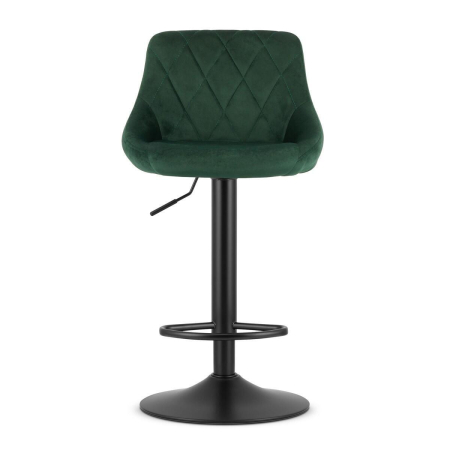 Set 2 scaune de bucatarie/bar, Artool, Kast, rotativ, catifea verde, picior metal negru, 45.5x49x85-105 cm [4]
