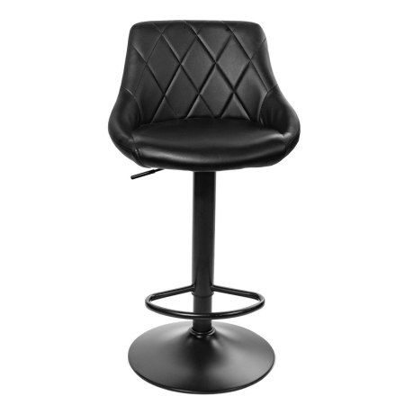 Set 2 scaune de bucatarie/bar, Artool, Kast, rotativ, piele ecologica neagra, picior metal negru, 45.5x48.5x85-105 cm [3]