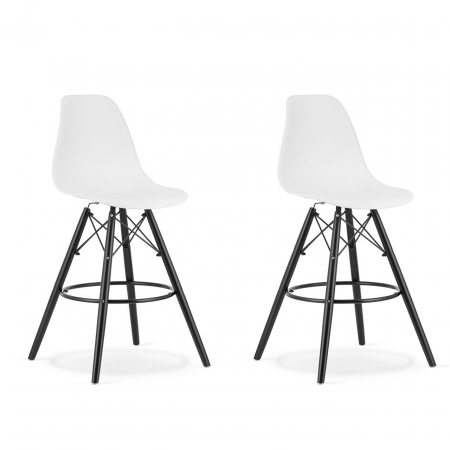 Scaune - Set 2 scaune de bucatarie/bar, Artool, Lamal, PP, lemn, alb si negru, 54x55x107.5 cm