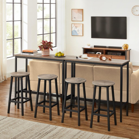 Set 2 scaune de bucatarie/bar, Artool, pal si otel, gri rustic, negru, 32x65 cm [6]