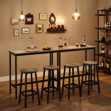 Set 2 scaune de bucatarie/bar, Artool, pal si otel, gri rustic, negru, 32x65 cm [7]