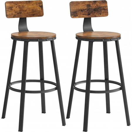 Scaune - Set 2 scaune de bucatarie/bar, Artool, pal si otel, maro rustic, negru, 54x99 cm