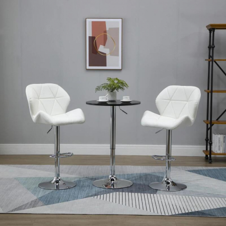 Set 2 scaune de bucatarie/bar, Avery, rotative, piele, alb si argintiu, 51.5x57.5x93-114.5 cm [8]