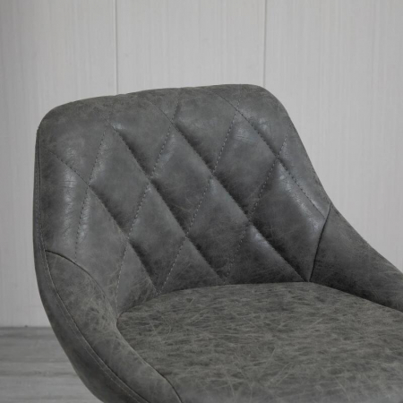 Set 2 scaune de bucatarie/bar, Marion, rotative, piele PU, gri si argintiu, 51.5x48x83-104 cm [2]
