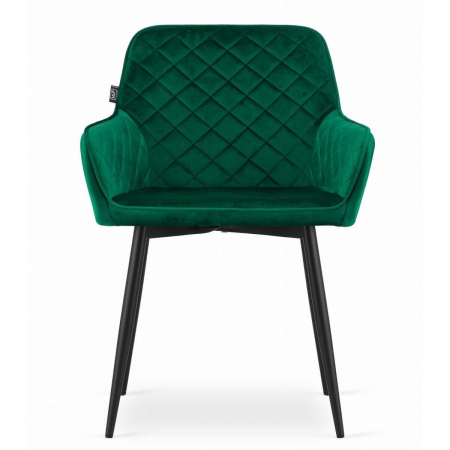 Set 2 scaune stil fotoliu bucatarie/living, Artool, Nola, catifea, metal, verde si negru, 58x57x79 cm [6]