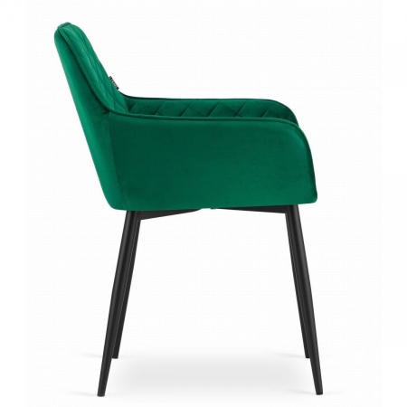 Set 2 scaune stil fotoliu bucatarie/living, Artool, Nola, catifea, metal, verde si negru, 58x57x79 cm [4]