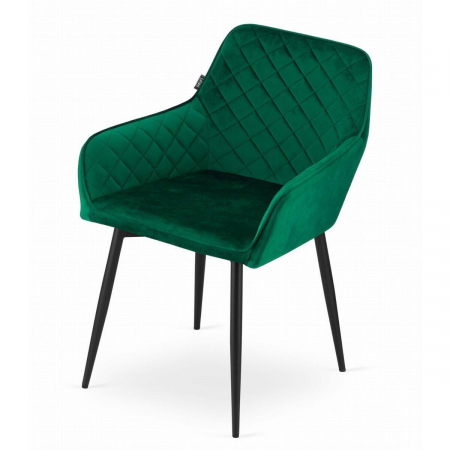 Set 2 scaune stil fotoliu bucatarie/living, Artool, Nola, catifea, metal, verde si negru, 58x57x79 cm [2]