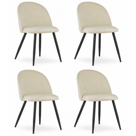 Scaune - Set 4 scaune bucatarie/living, Artool, Bello, catifea, metal, bej, 46x42.5x76.5 cm
