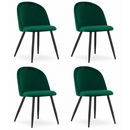 Scaune - Set 4 scaune bucatarie/living, Artool, Bello, catifea, metal, verde, 46x42.5x76.5 cm